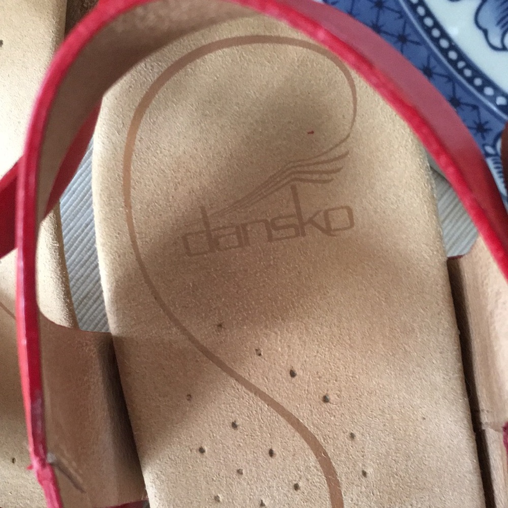 Dansko Red Leather Tasha Sandals - Picture 2 of 9